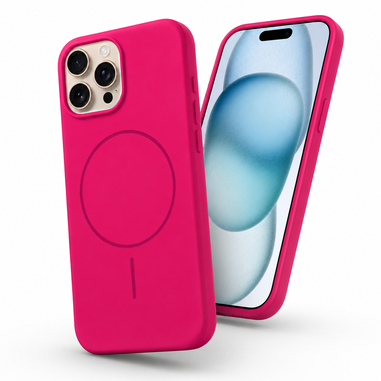 Vibrant hot pink silicone protective cover for Apple iPhone 16 Pro Max

