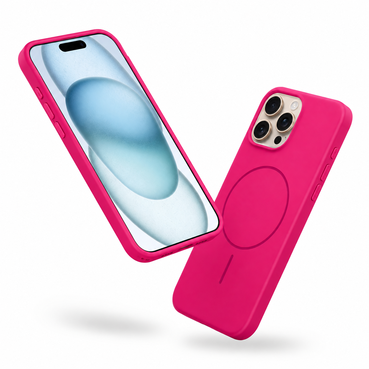 Hot pink magnetic silicone case with MagSafe for iPhone 16 Pro Max
