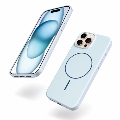 Sky blue MagSafe silicone phone case for iPhone 16 Pro Max
