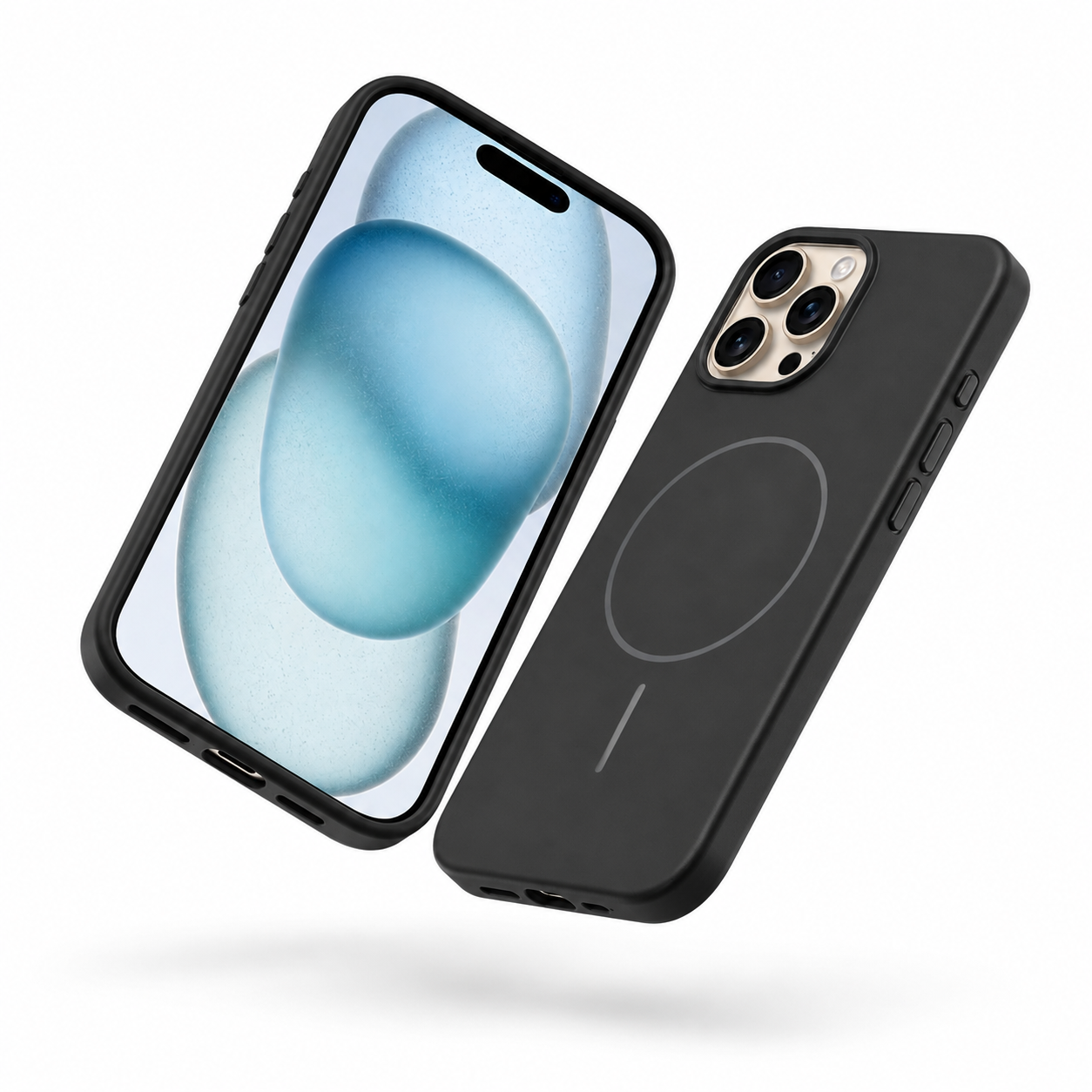 Black magnetic silicone case with MagSafe for iPhone 16 Pro Max