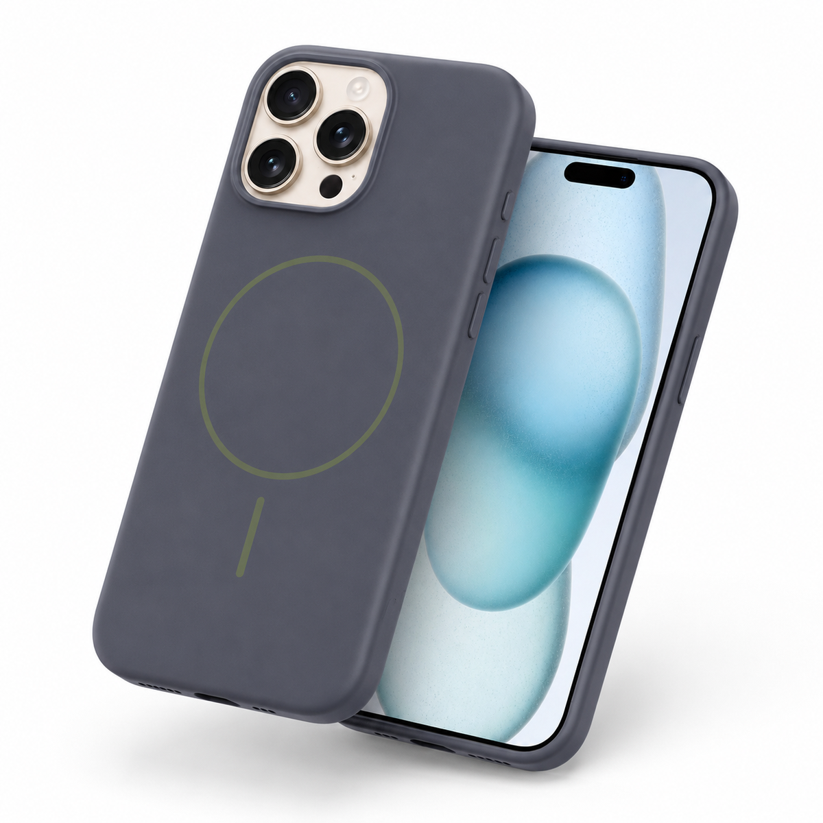 MagSafe Vibrant Silicone Case for Apple iPhone 13 Pro Max - Navy - angled product view