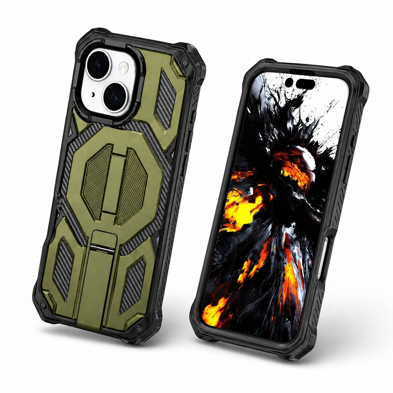 Rugged MagSafe Outrider Case for Apple iPhone 15 with shockproof protection