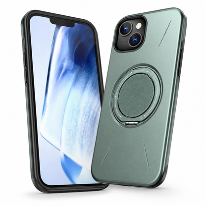 Heavy duty MagSafe protective case for iPhone 15 with rotating ring holder