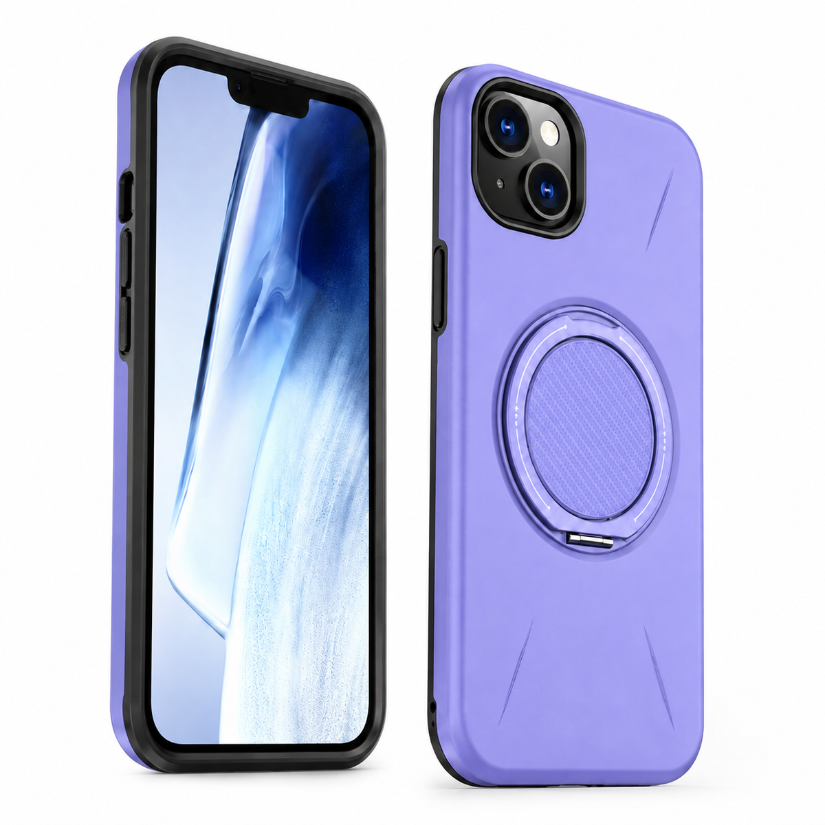 Heavy duty MagSafe protective case for iPhone 15 with rotating ring holder
