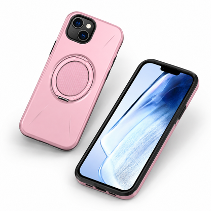 Heavy duty MagSafe protective case for iPhone 15 with rotating ring holder