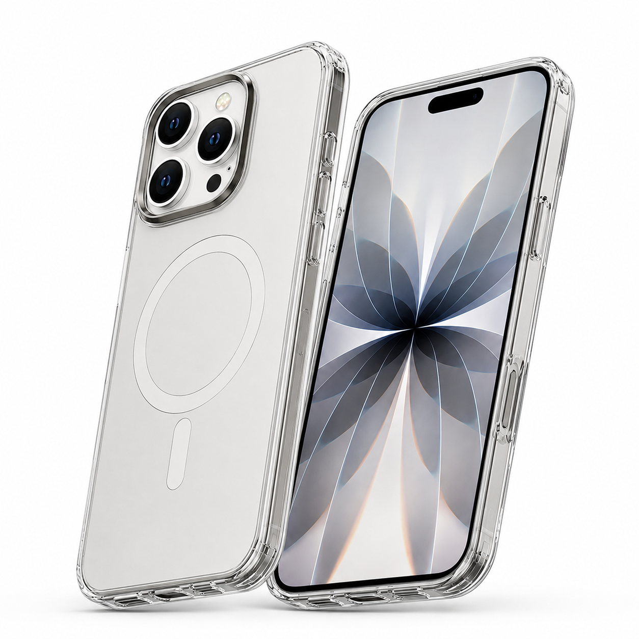 White iPhone 16 Pro Max magnetic protective case with Airloop design
