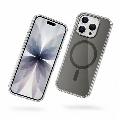 Grey iPhone 16 Pro Max magnetic protective case with Airloop design
