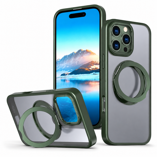 Green MagSafe Tilt Ring Stand Case for Apple iPhone 16 Pro Max
