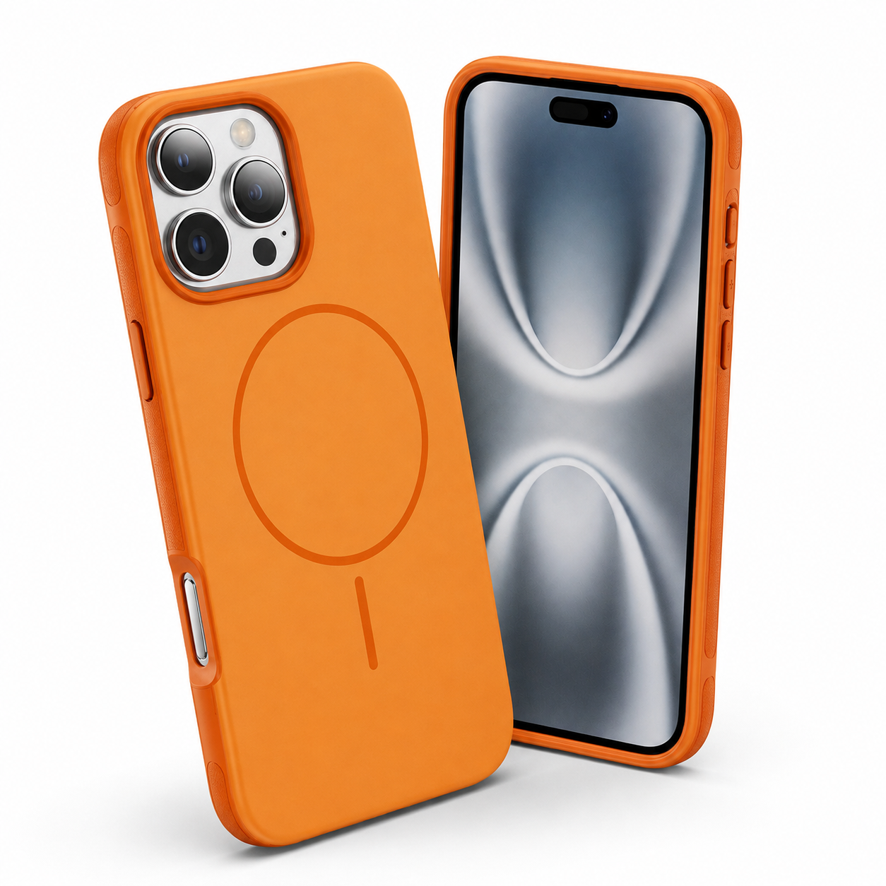 Orange iPhone 16 Pro Max stylish magnetic protective case
