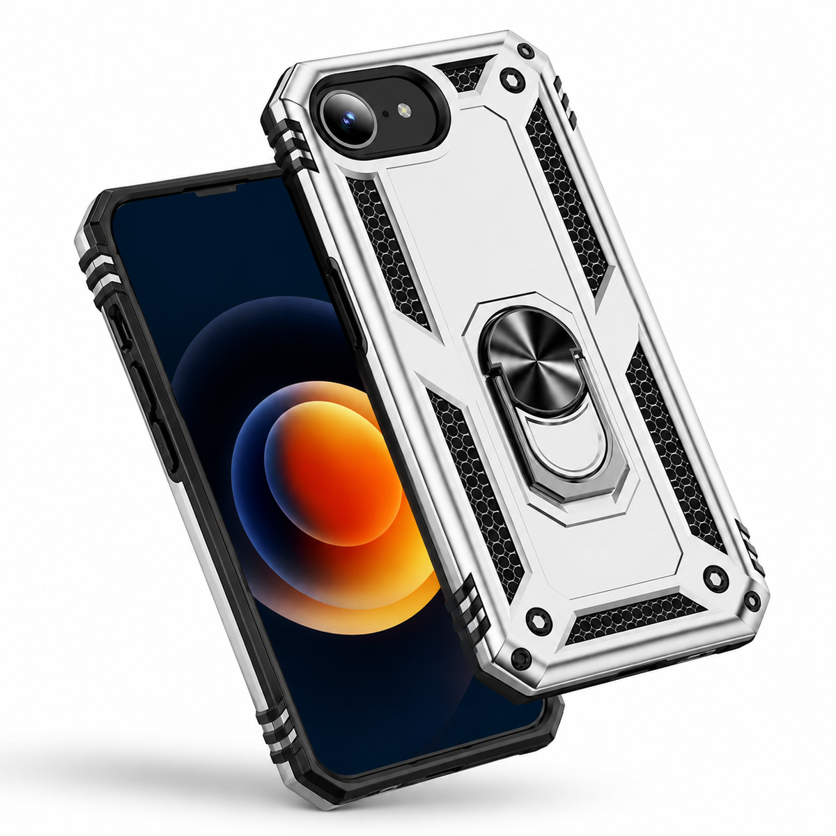 Grey heavy-duty protective phone cover for iPhone 17e and iPhone 16e
