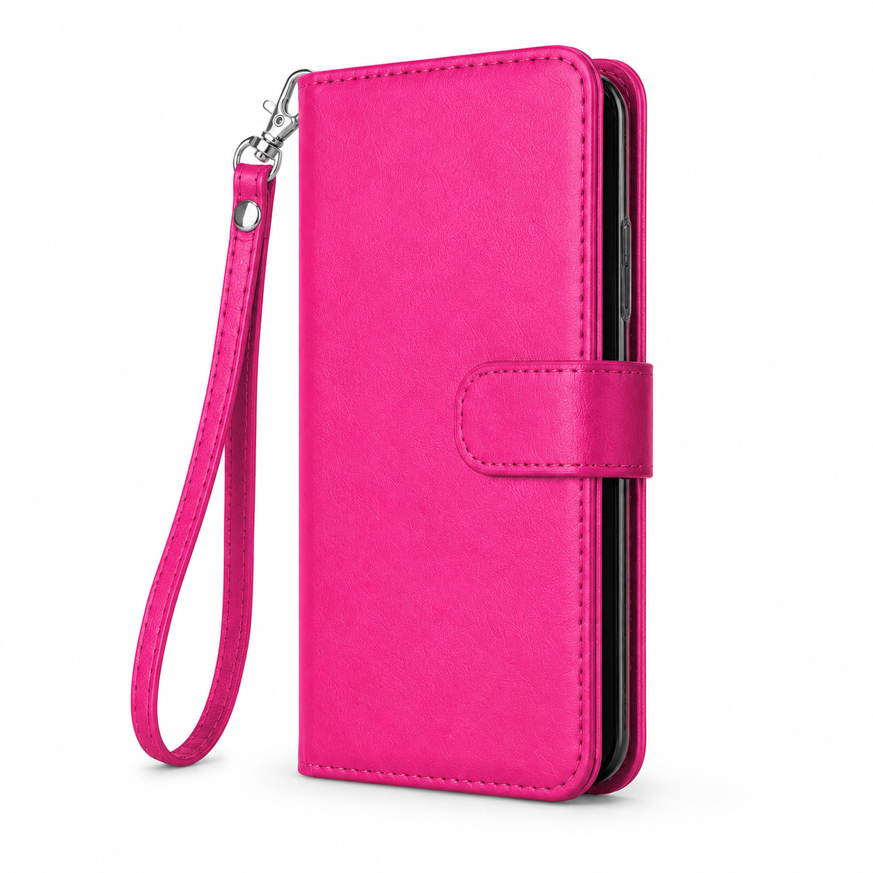 Hot Pink detachable phone wallet cover for iPhone 17e and iPhone 16e