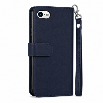 Navy detachable bifold phone wallet for iPhone 17e and iPhone 16e
