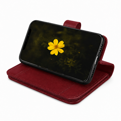 Wine iPhone wallet case Canada with nine card slots