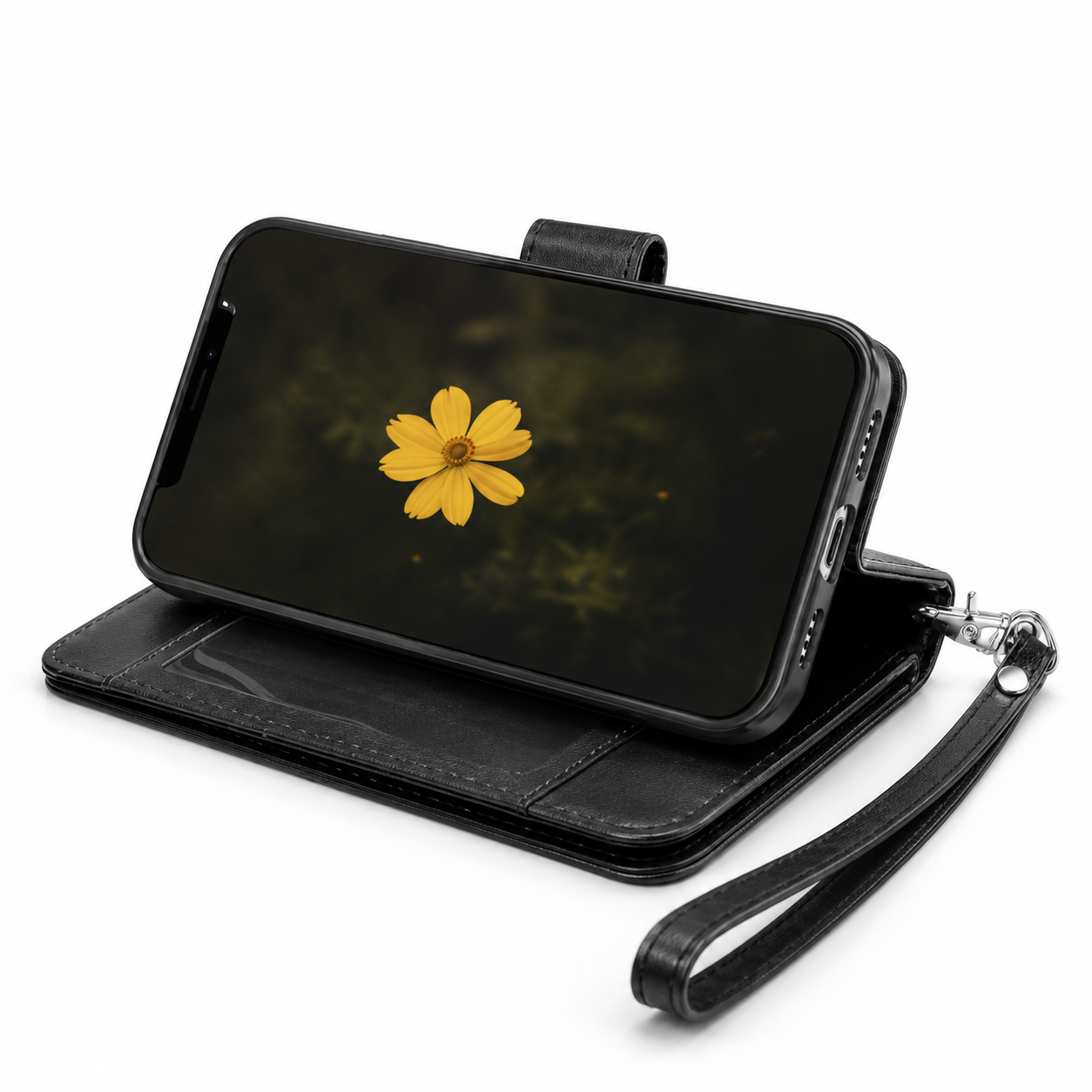Durable phone cases Canada – Black multi-card wallet cover

