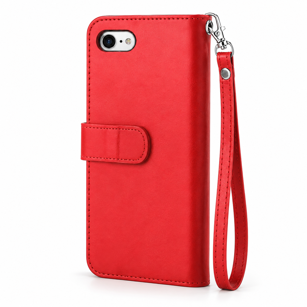 Red detachable bifold phone wallet for Apple iPhone 17e and iPhone 16e
