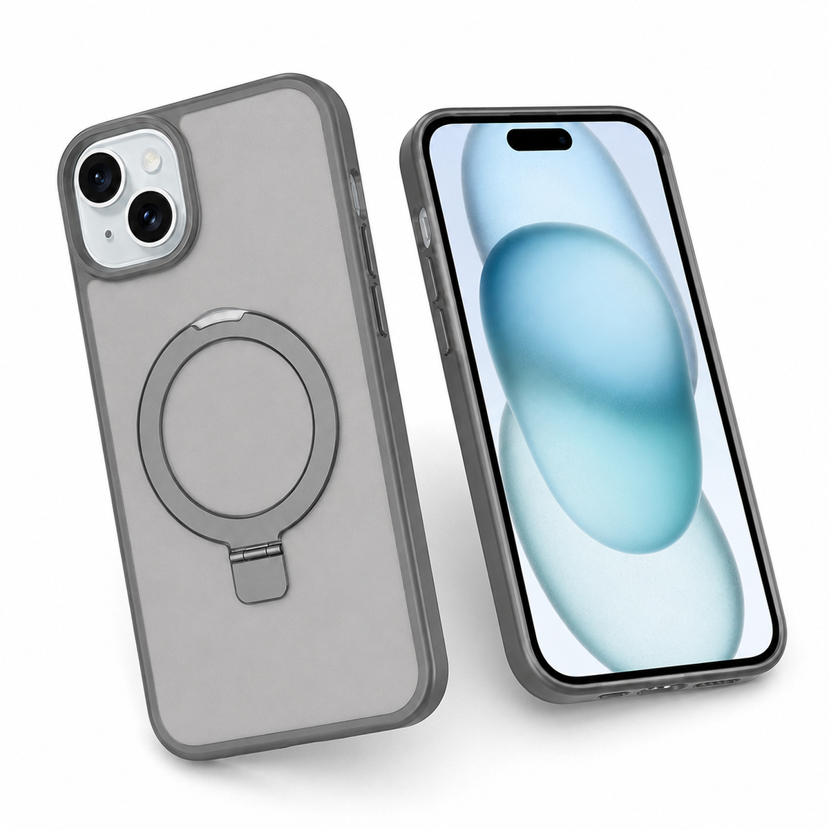 Protective MagSafe kickstand case for Apple iPhone 13 with raised edges