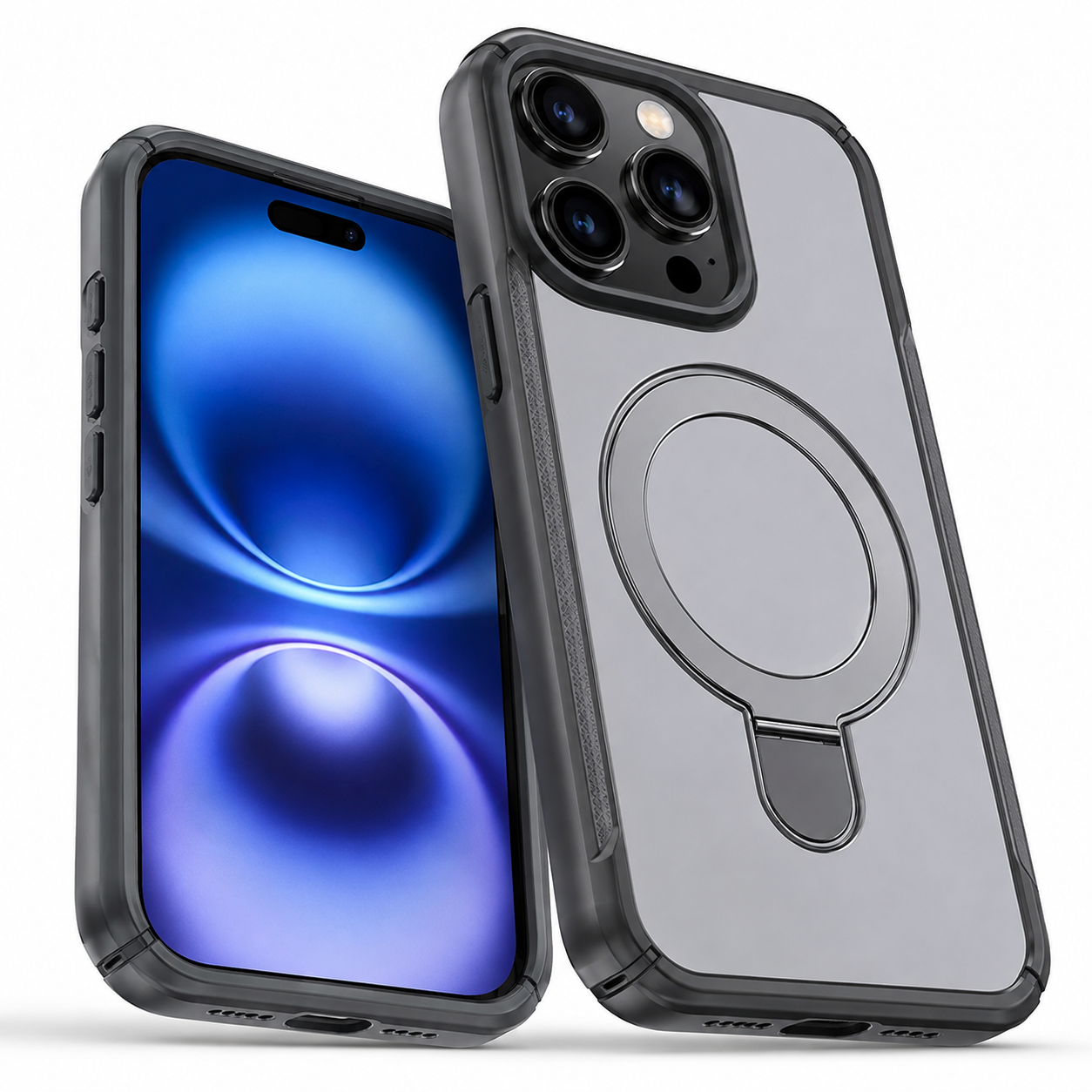 Grey MagSafe phone case for iPhone 16 Pro Max with vivid design
