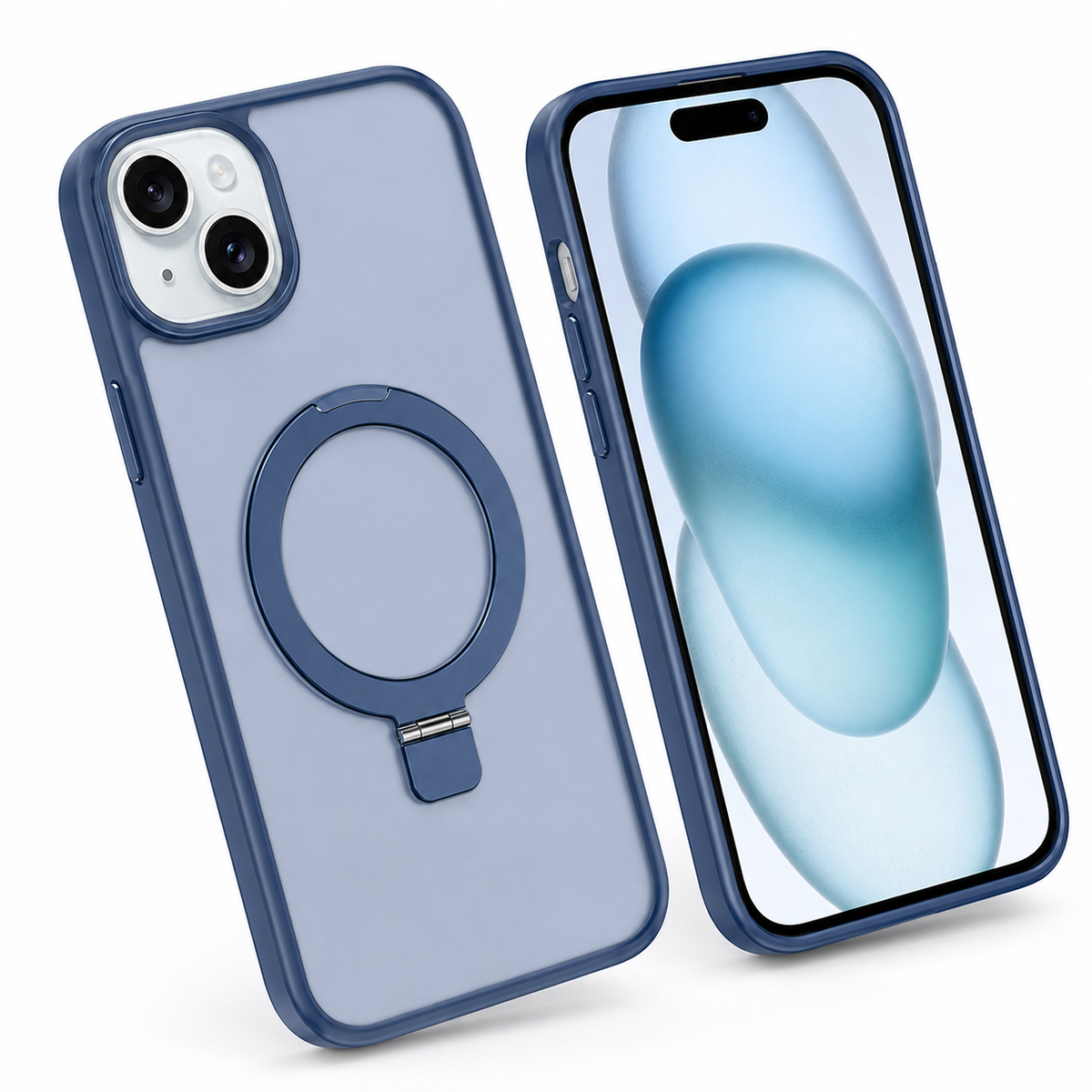 Protective MagSafe kickstand case for Apple iPhone 13 with raised edges
