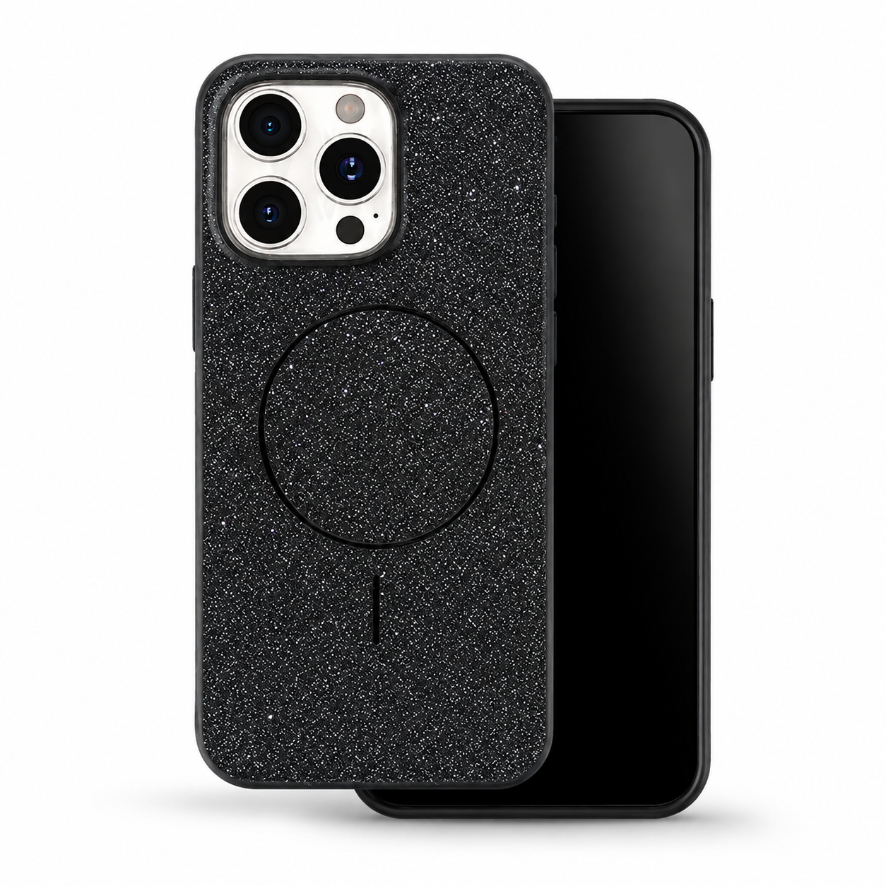 Black Glitsy MagSafe Case for Apple iPhone 16 Pro Max back view