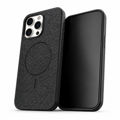 Black glitter style MagSafe phone case for iPhone 16 Pro Max
