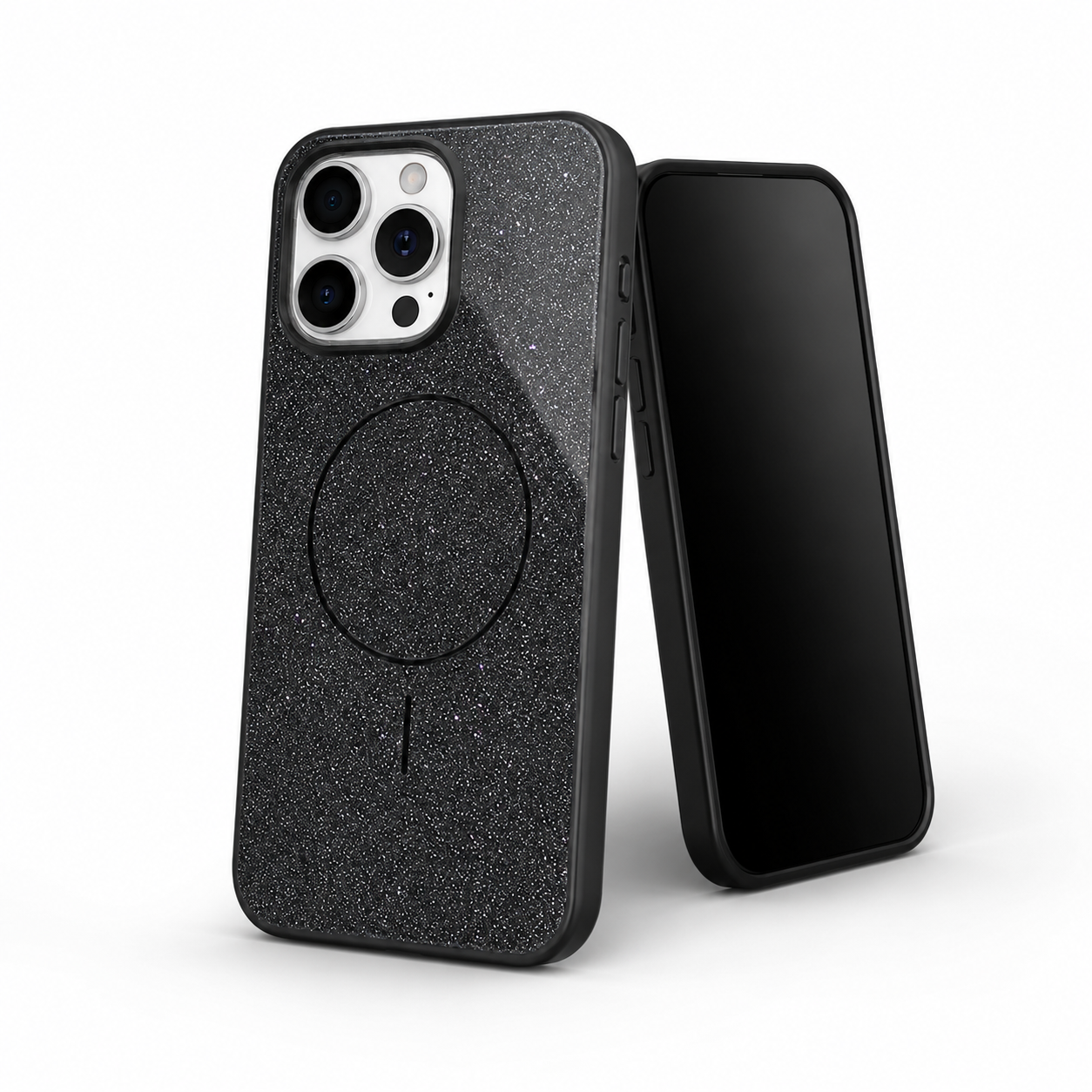 Glitsy MagSafe Black Case for Apple iPhone 16 Pro Max side view
