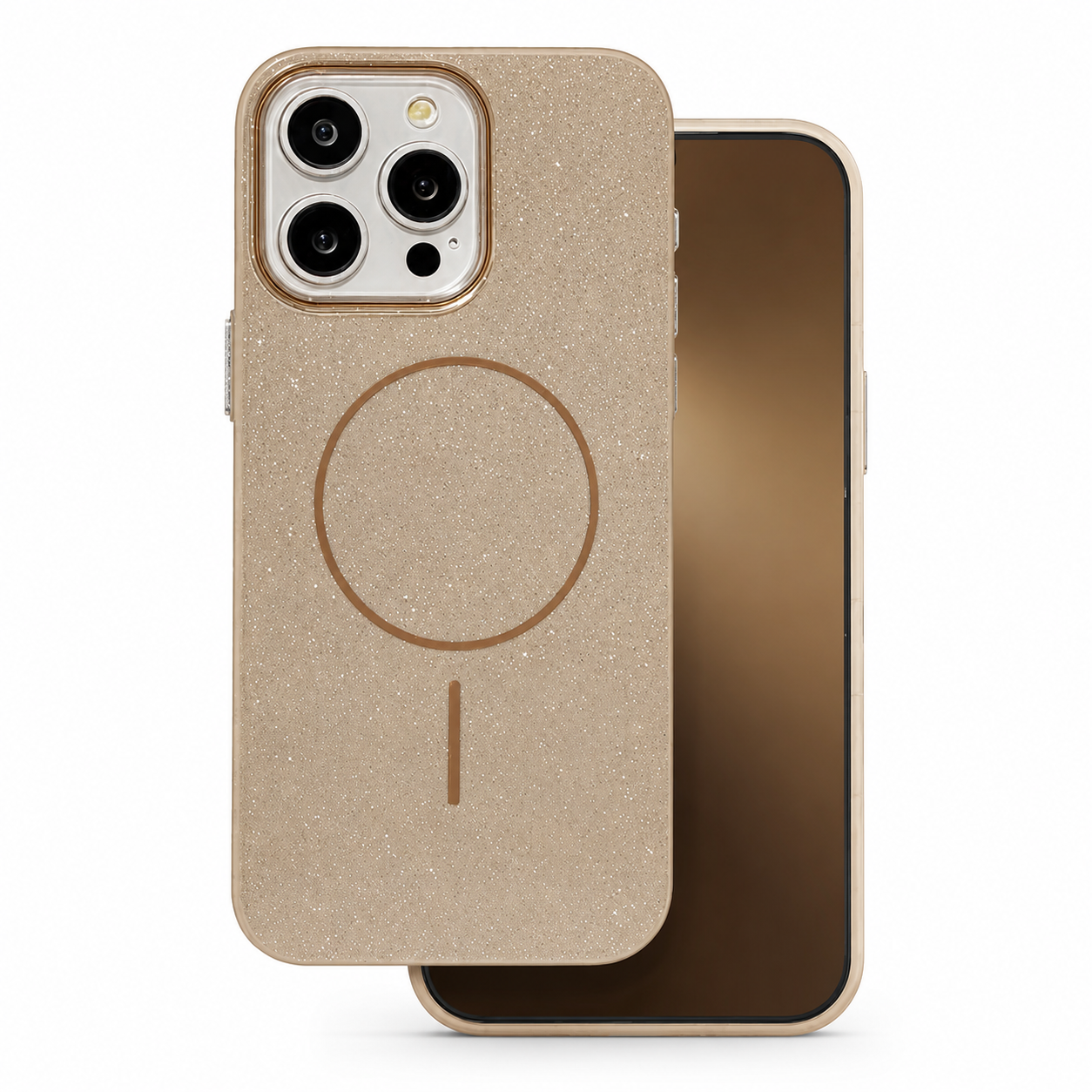 Desert Titanium Glitsy MagSafe Case for Apple iPhone 16 Pro Max back view

