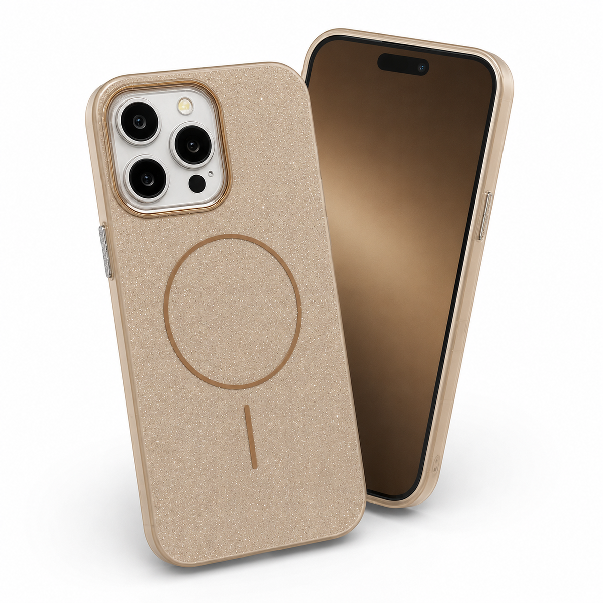 Glitsy MagSafe Case for Apple iPhone 14 Pro - Desert Titanium - angled product view