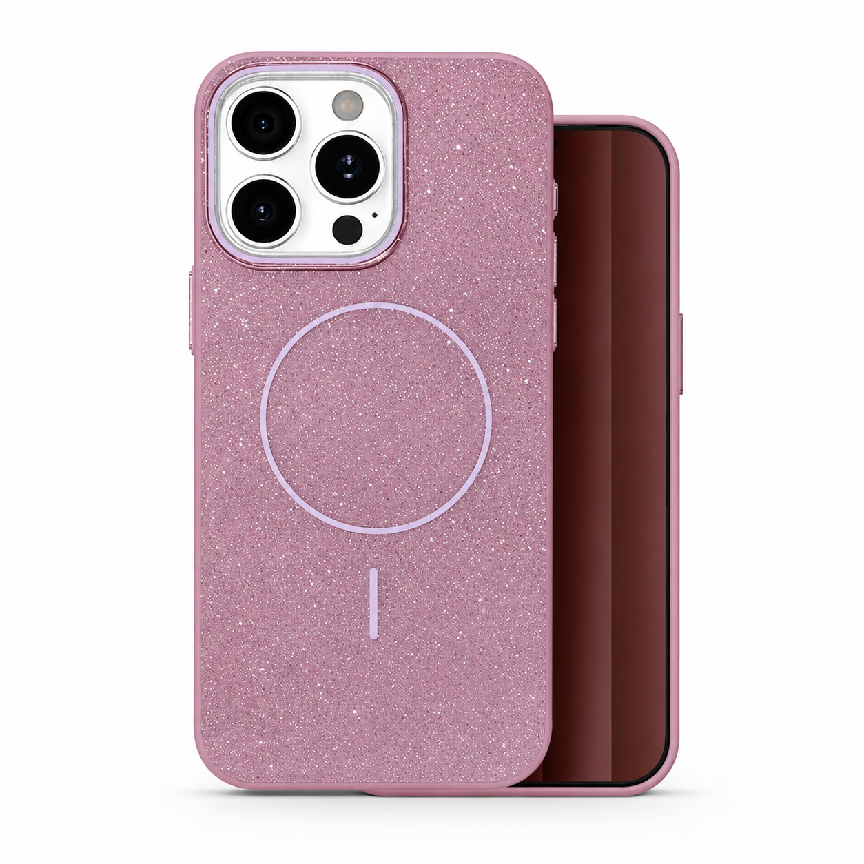 Purple Glitsy MagSafe Case for Apple iPhone 16 Pro Max back view
