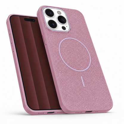 Purple glitter style MagSafe phone case for iPhone 16 Pro Max
