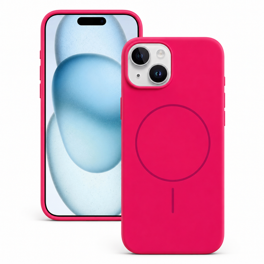 Vibrant MagSafe Silicone Case for Apple iPhone 15 - Hot Pink