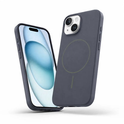 Vibrant MagSafe Silicone Case for Apple iPhone 14 - Navy, smooth silicone smartphone case