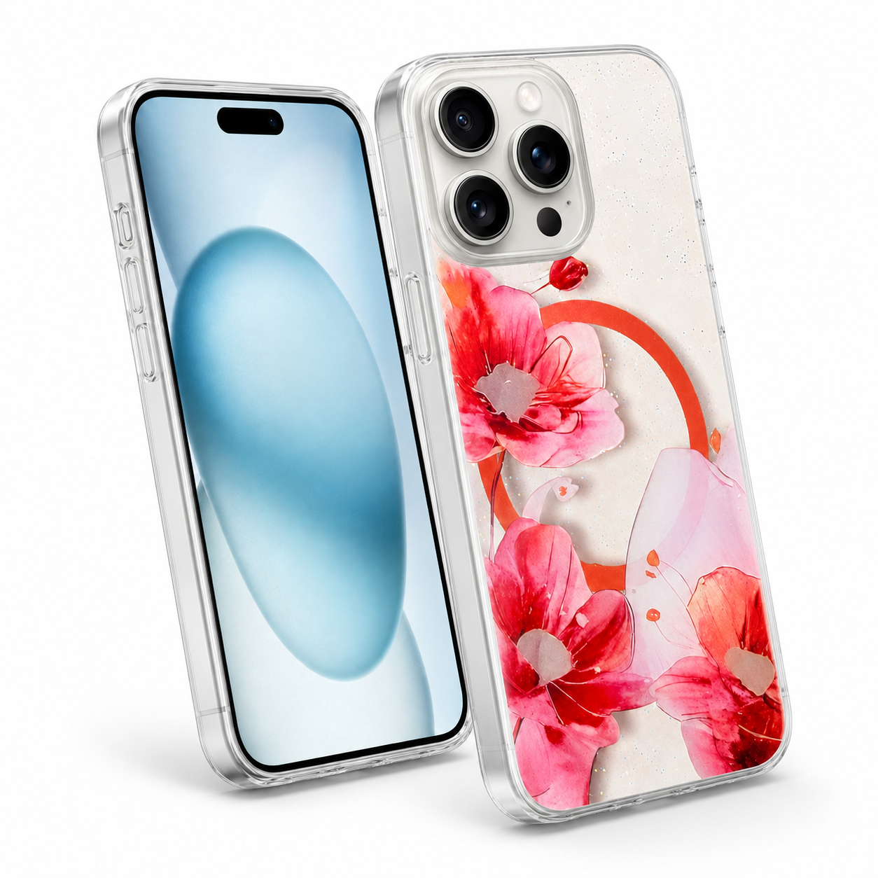 Red floral MagSafe case for iPhone 16 Pro Max
