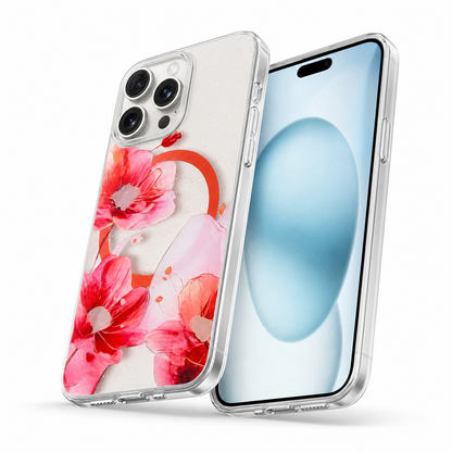 Flower design protective case for iPhone 16 Pro Max red