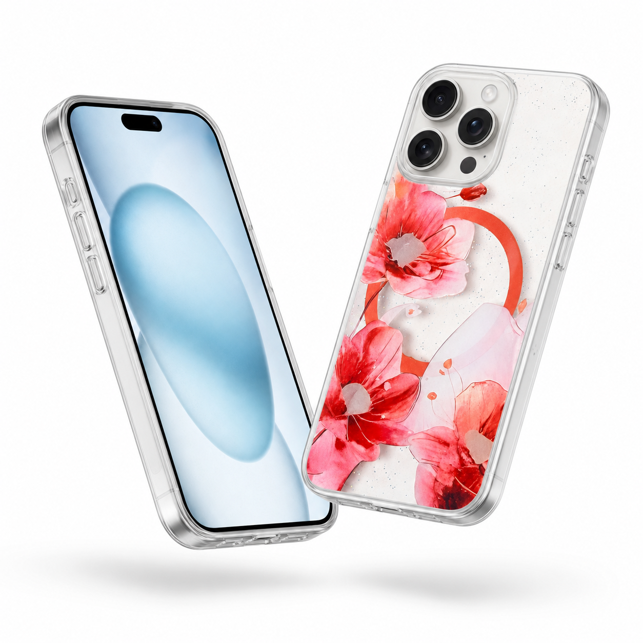 Stylish red flower case with MagSafe for iPhone 16 Pro Max