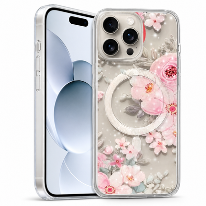 Frosted MagSafe Flower Case for Apple iPhone 16 Pro Max - Light Pink