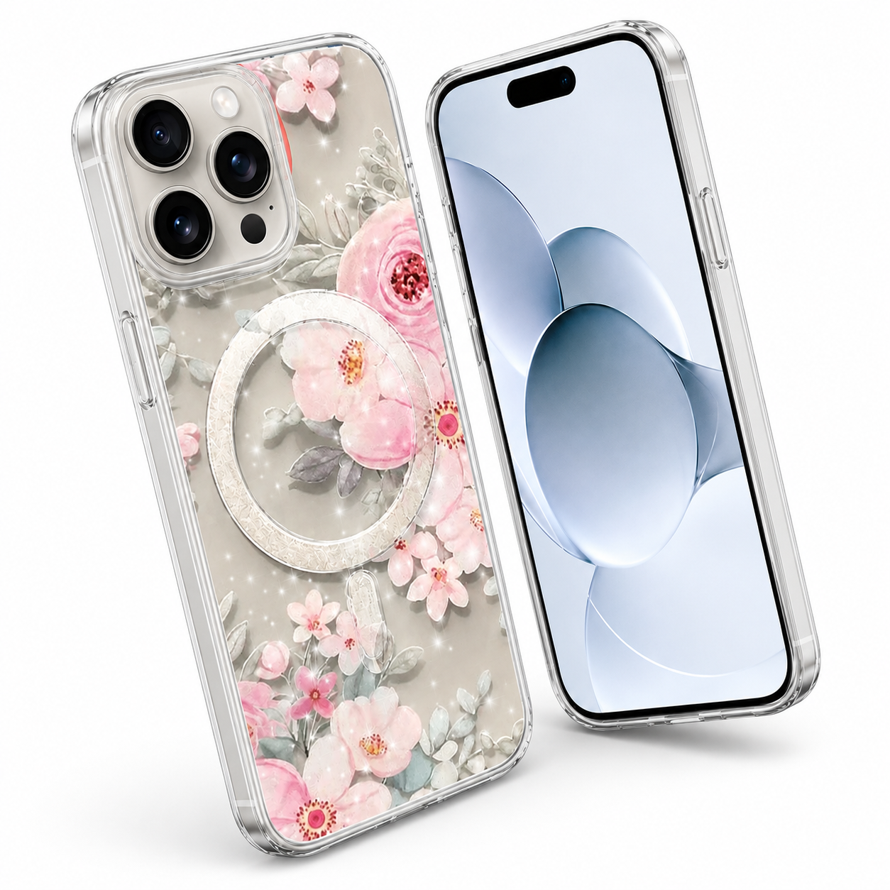 Frosted MagSafe Flower Case for Apple iPhone 16 Pro Max - Light Pink