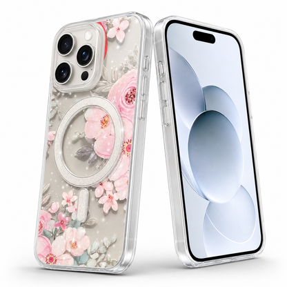 Frosted MagSafe Flower Case for Apple iPhone 16 Pro Max - Light Pink