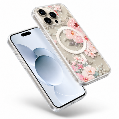 Frosted MagSafe Flower Case for Apple iPhone 16 Pro Max - Light Pink