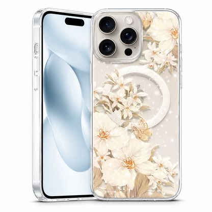 White Flower MagSafe Floret case for Apple iPhone 16 Pro Max