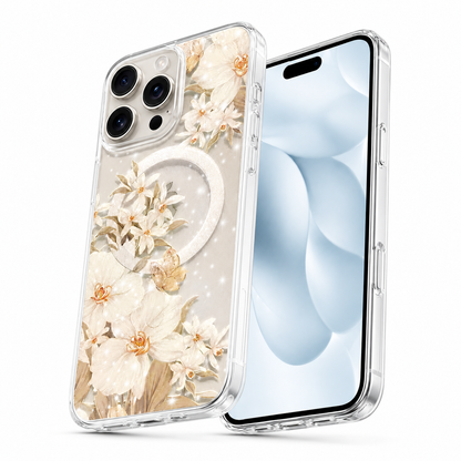 Flower design protective case for iPhone 16 Pro Max white
