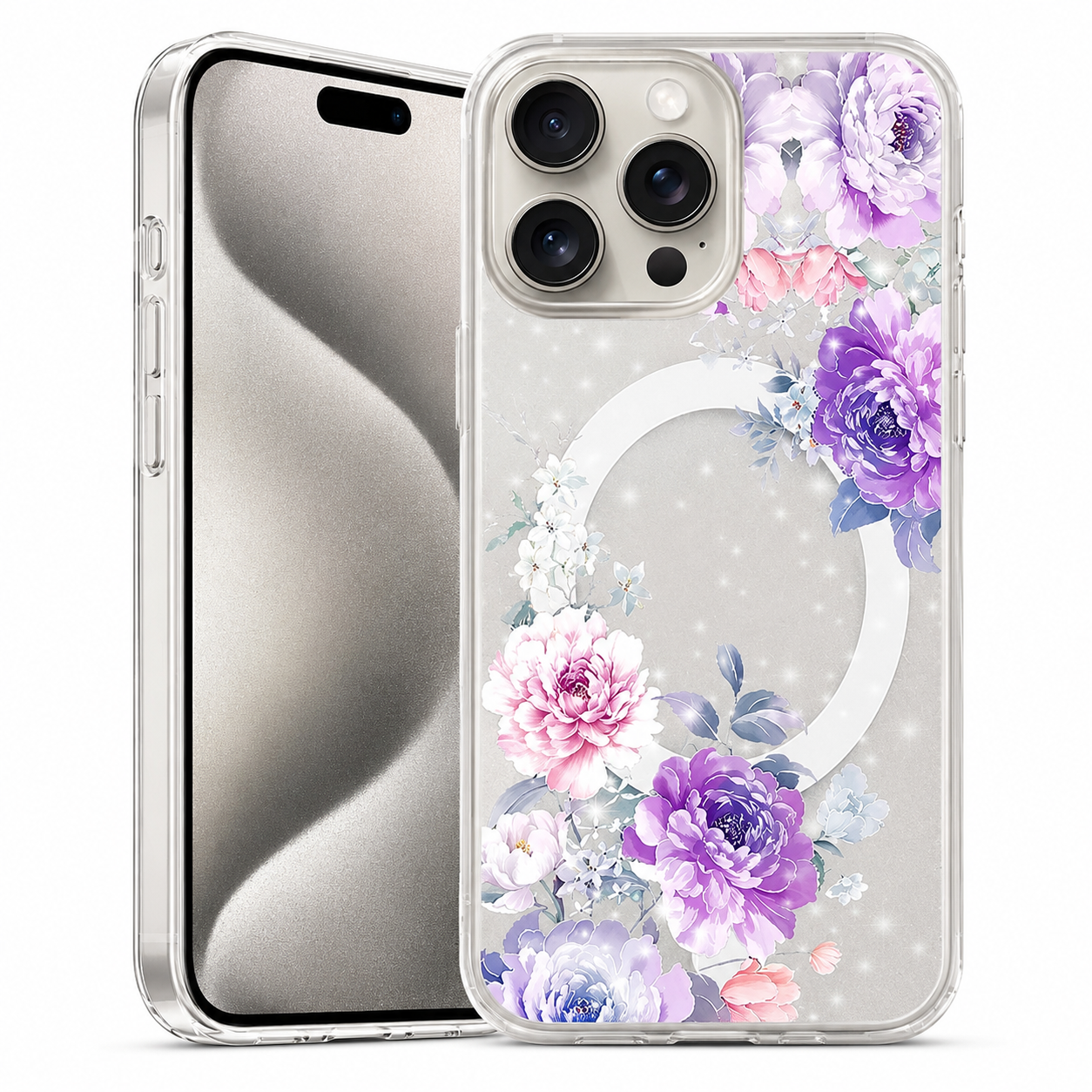 Purple Flower MagSafe Floret case for Apple iPhone 16 Pro Max