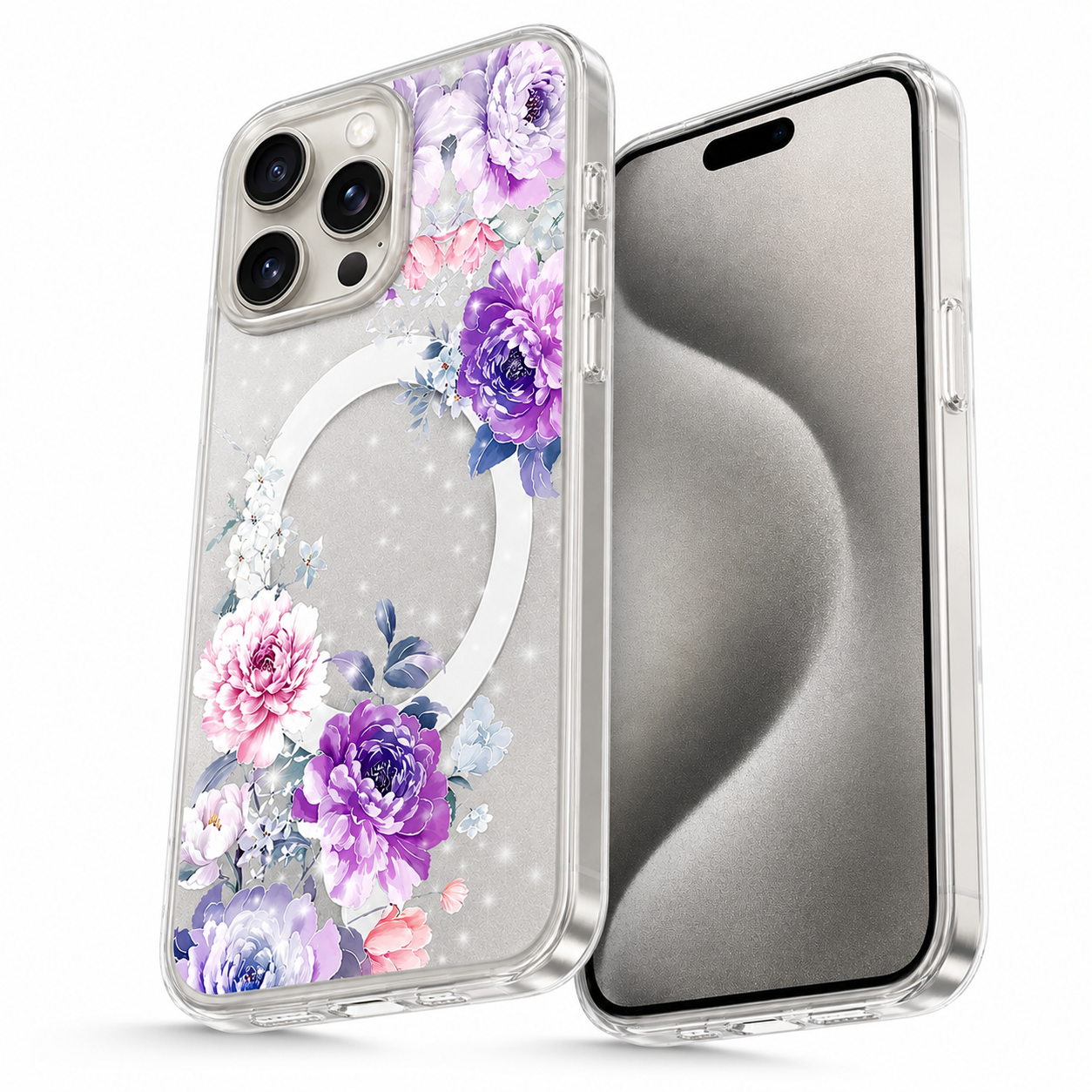 Flower design protective case for iPhone 16 Pro Max purple
