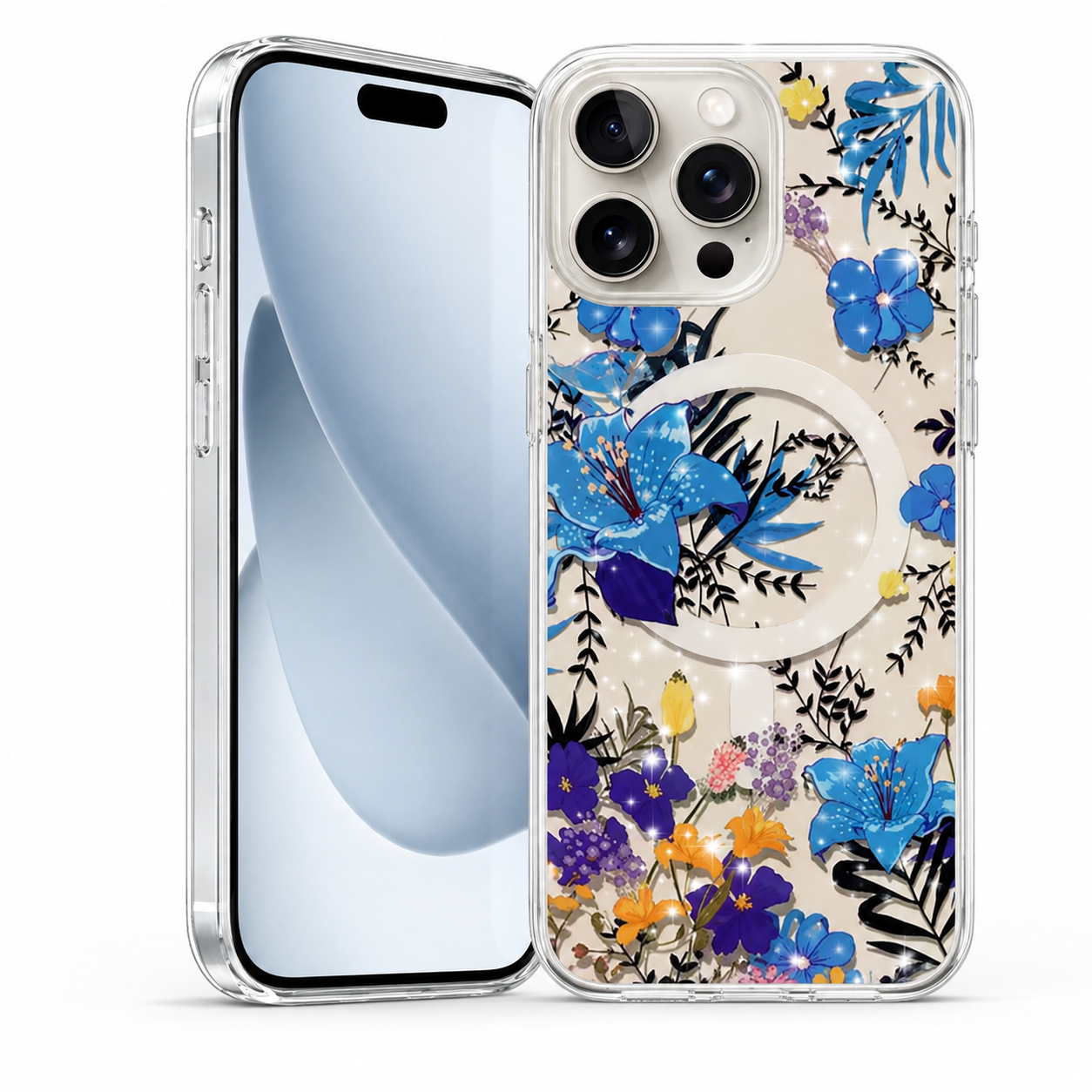 Blue Flower MagSafe Floret case for Apple iPhone 16 Pro Max