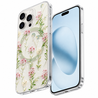 Flower design protective case for iPhone 16 Pro Max green
