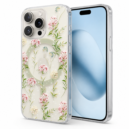 Green MagSafe floral phone cover for Apple iPhone 16 Pro Max
