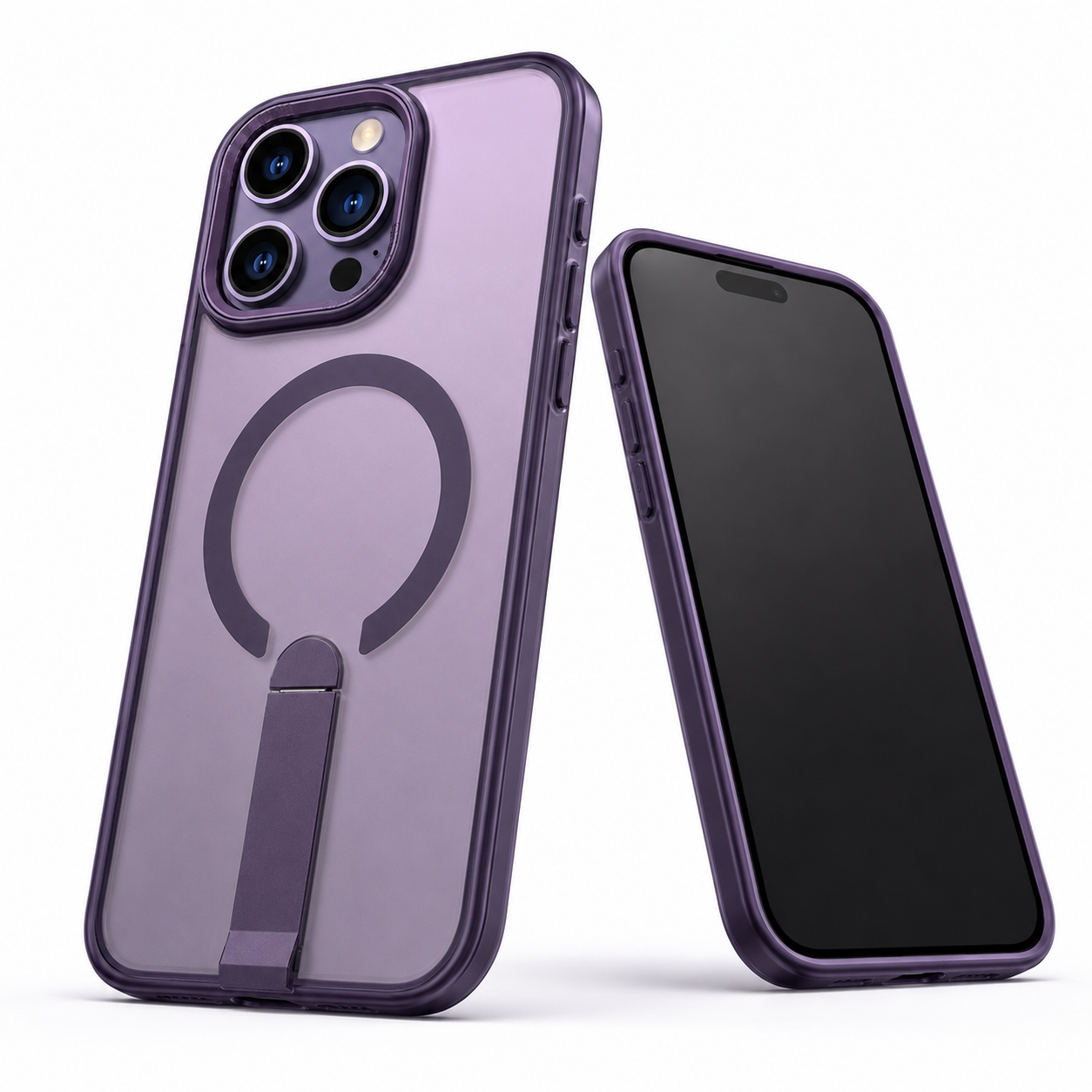 Purple MagSafe kickstand case for Apple iPhone 16 Pro Max