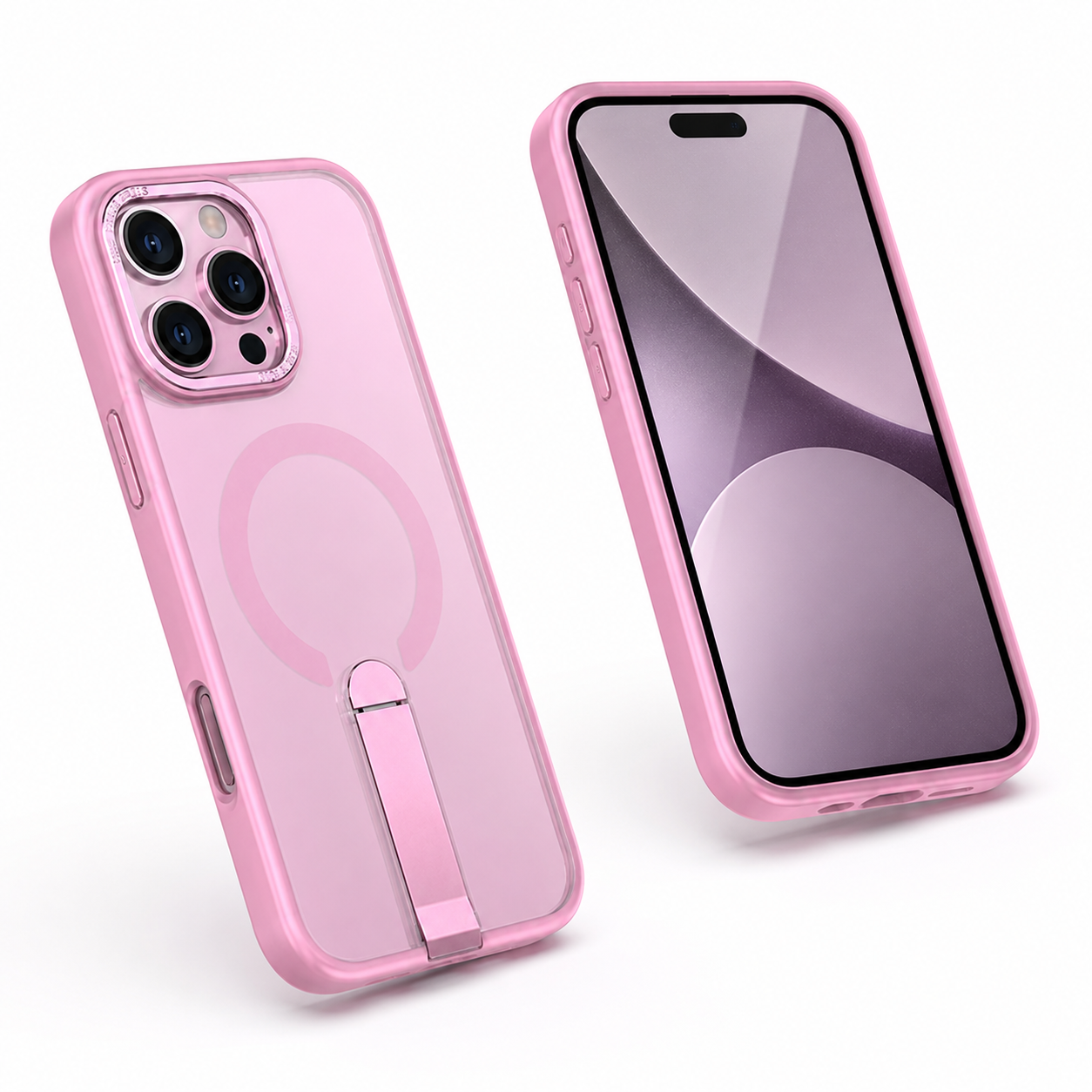 Pink MagSafe stand case for iPhone 16 Pro Max
