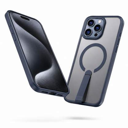 Blue magnetic stand cover for iPhone 16 Pro Max