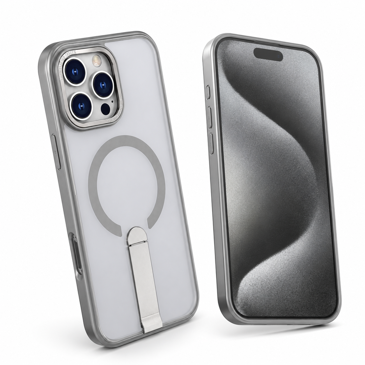 Grey MagSafe stand case for iPhone 16 Pro Max

