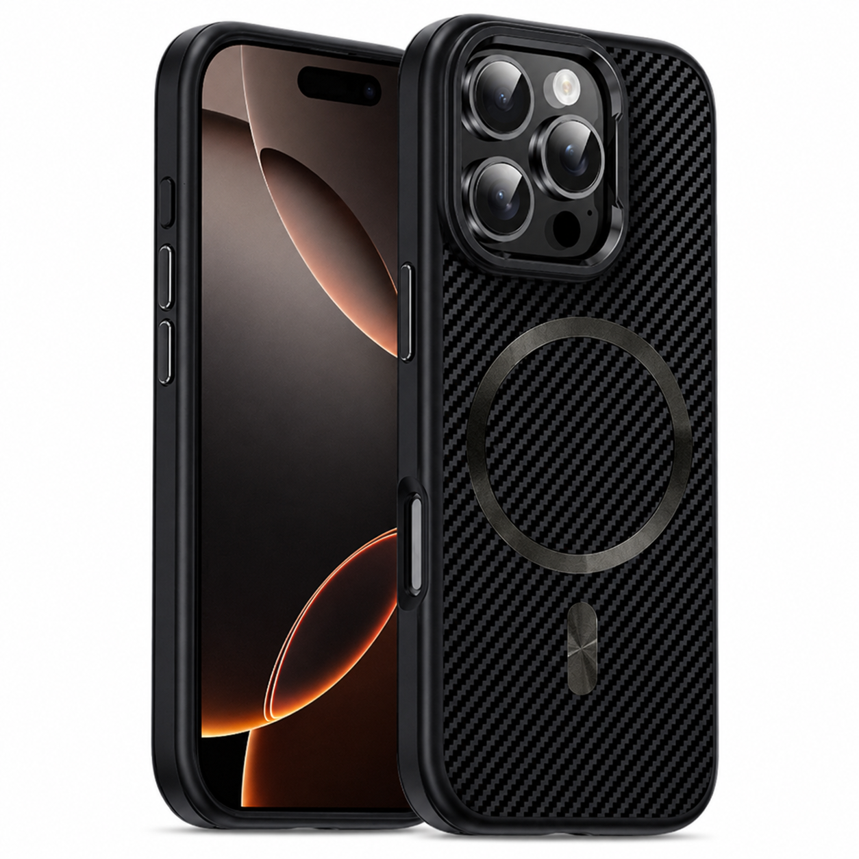 Black MagSafe Carbon Fiber Case for Apple iPhone 16 Pro Max
